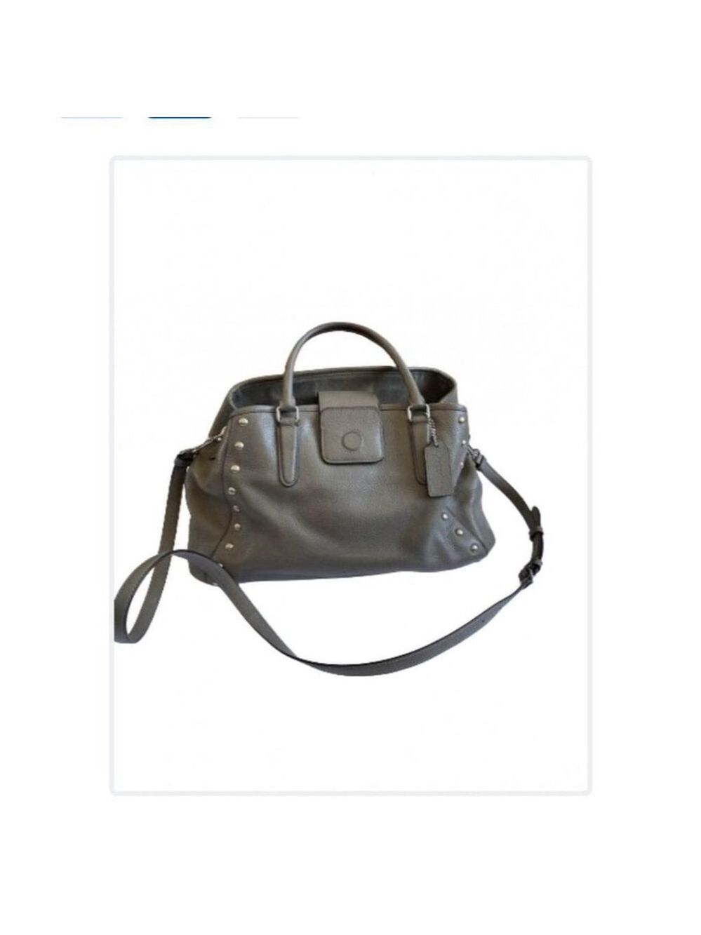 Coach Pebbled Leather Riley Satchel - 14"W x 10"H x 4"D - Medium Grey - Picture 1 of 6
